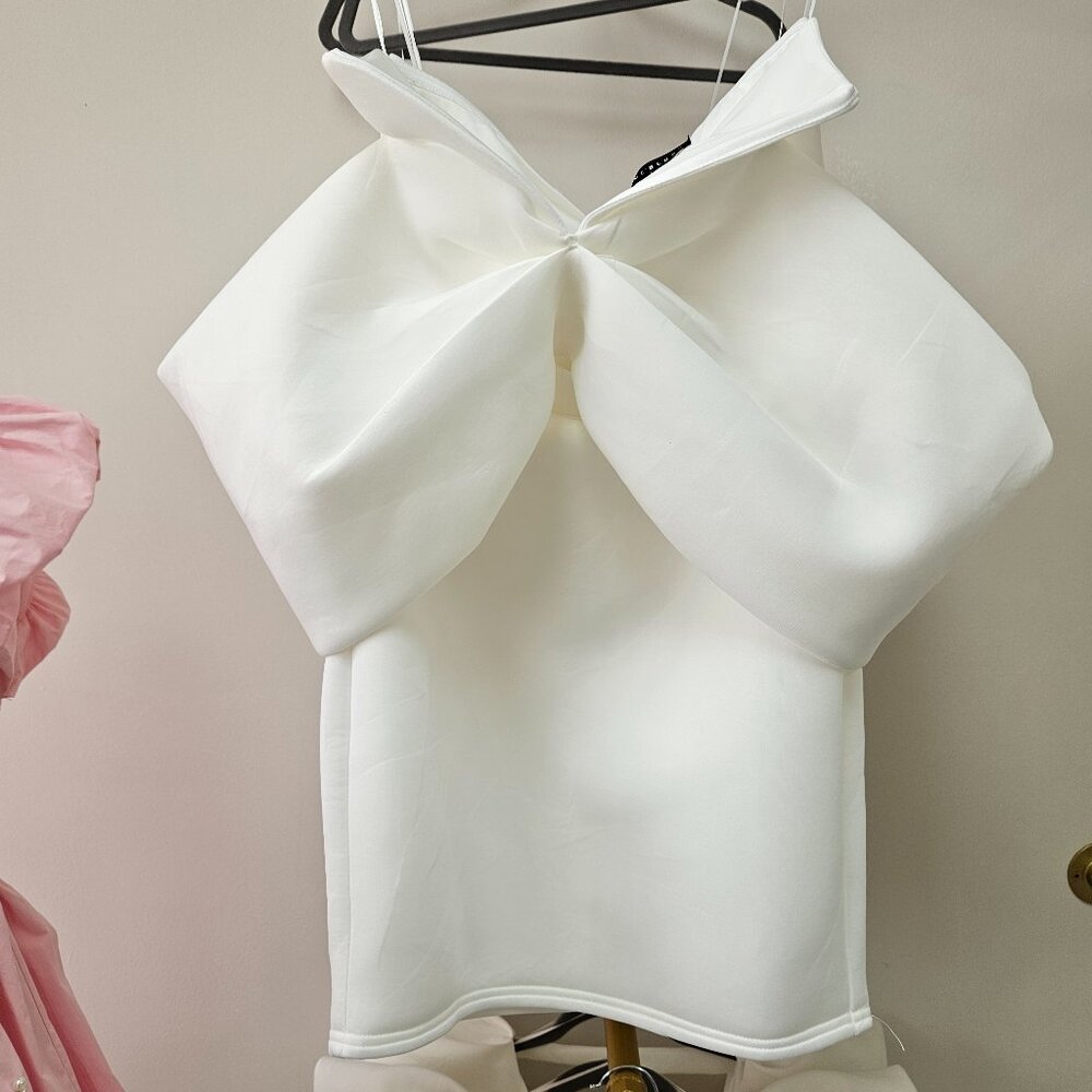 Scuba off shoulder Mini dress white by Blue Blush